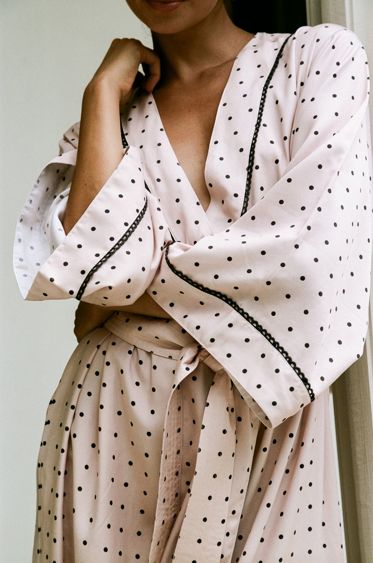 Lyocell Tie Robe — Dot — additional view