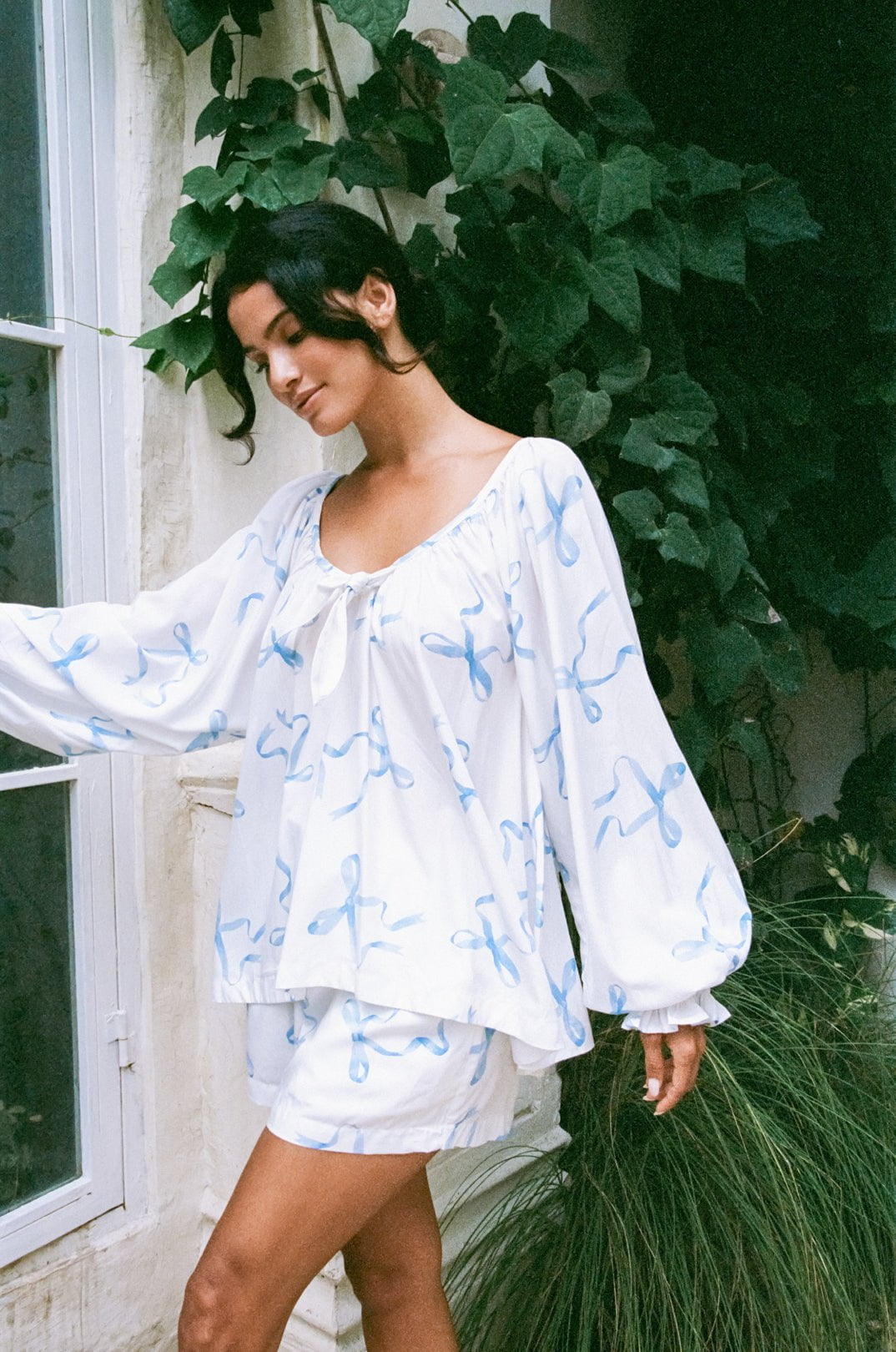 Rayon Short Pajama Set — Bow — additional view