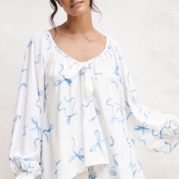 Rayon Short Pajama Set — Bow — front view