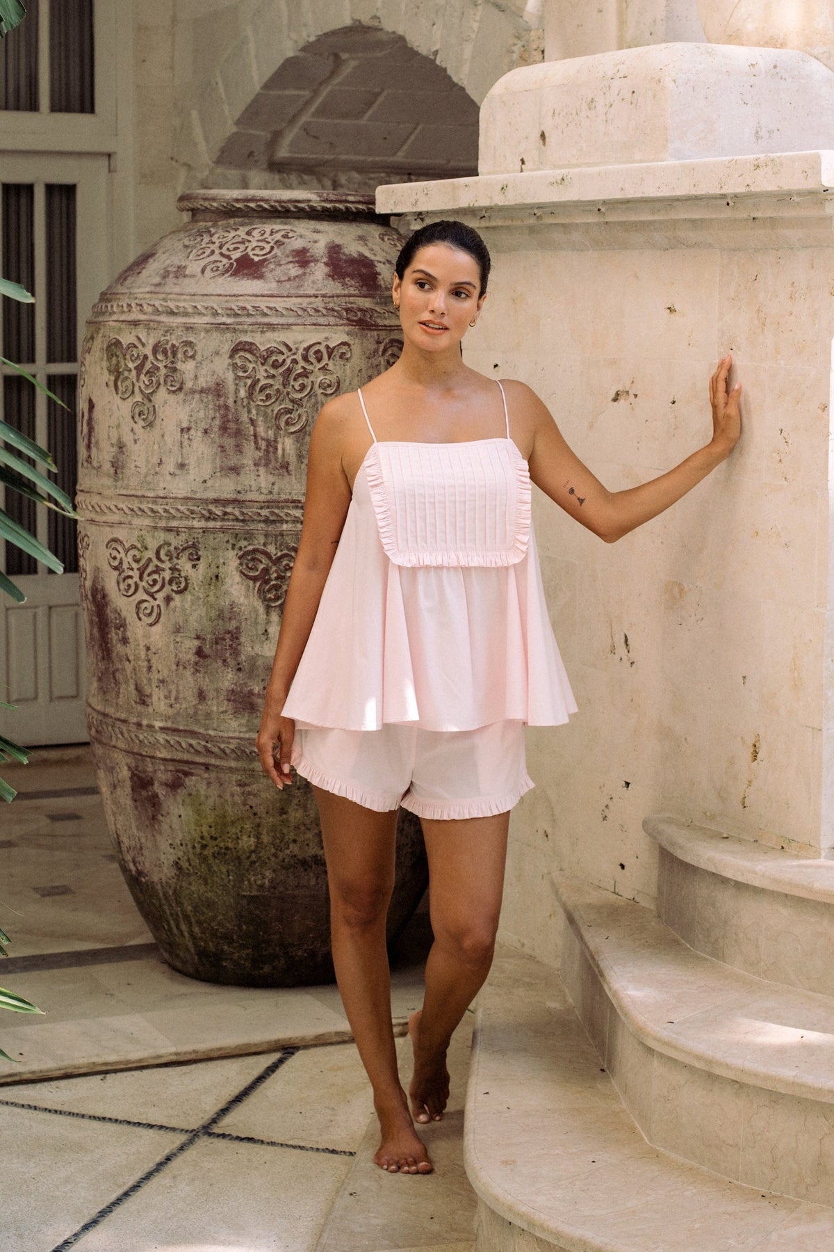 Cotton Modal Short Pajama Set — Ballet Pink — additional view