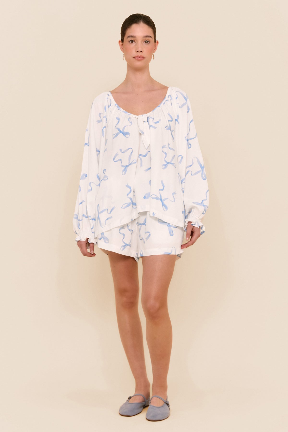 Rayon Short Pajama Set — Bow — additional view