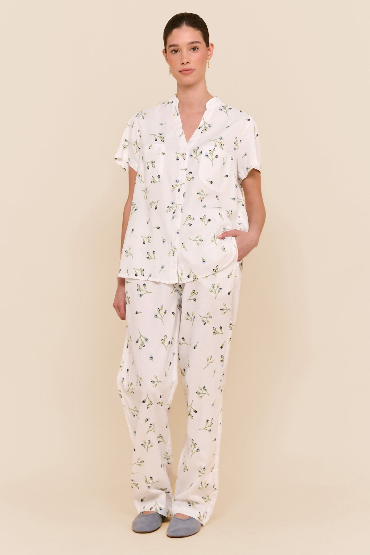 Lyocell Pants Pajama Set — Bluebell — front view
