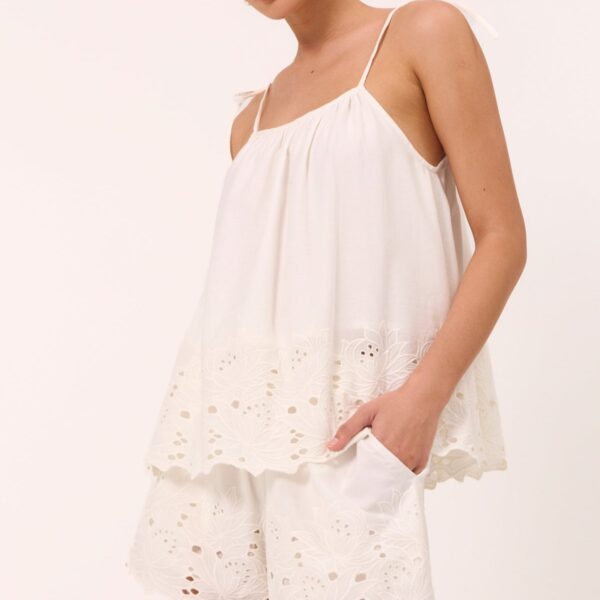 Rayon Short Pajama Set — Vanilla · 02 — front view