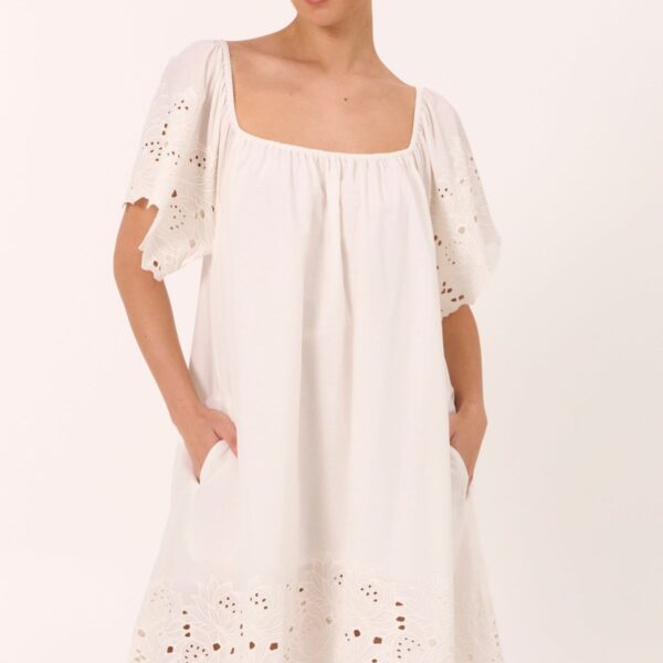 Rayon Lounge Dress — Vanilla — front view