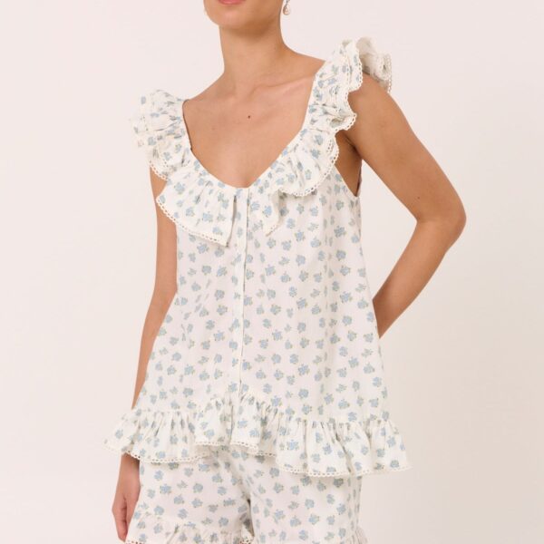 Cotton Modal Short Pajama Set — Meadow Blue — front view