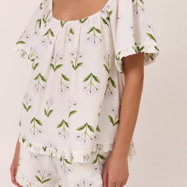Cotton Modal Short Pajama Set — Dandelion Lilac · 02 — front view
