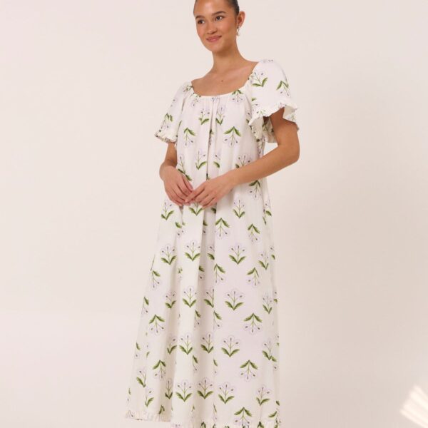 Cotton Modal Lounge Dress — Dandelion Lilac · 02 — front view