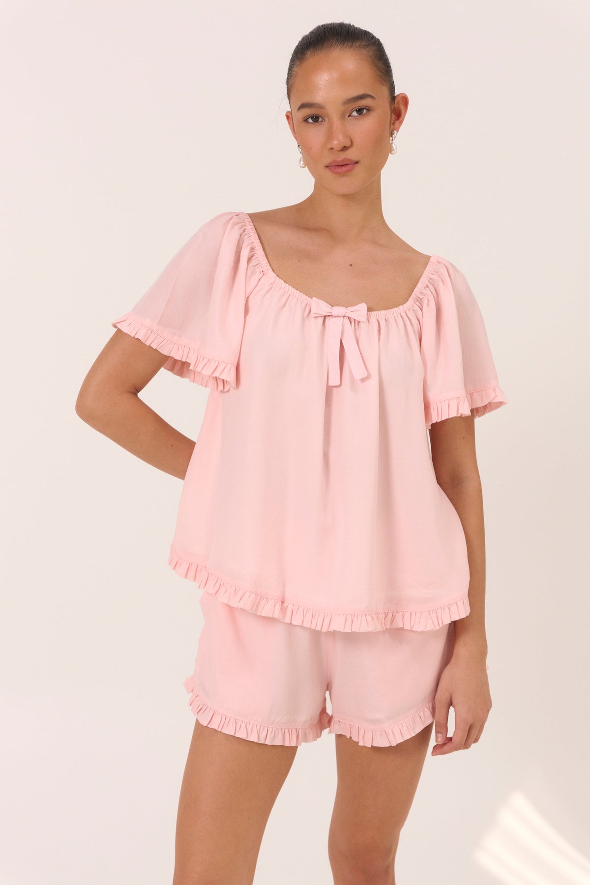 Lyocell Short Pajama Set — Ballet Pink — additional view