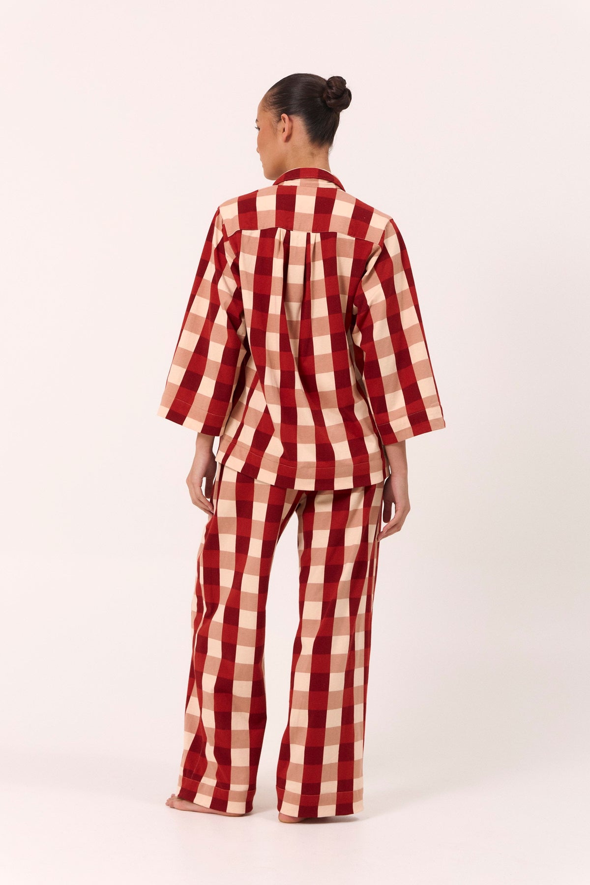 Cotton Long Sleeve Pajama Set — Holiday Plaid — additional view