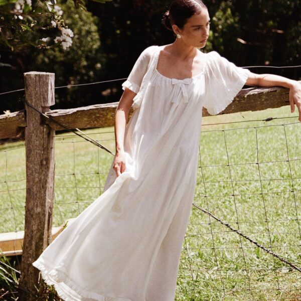 Lyocell Nightdress — Off White — front view