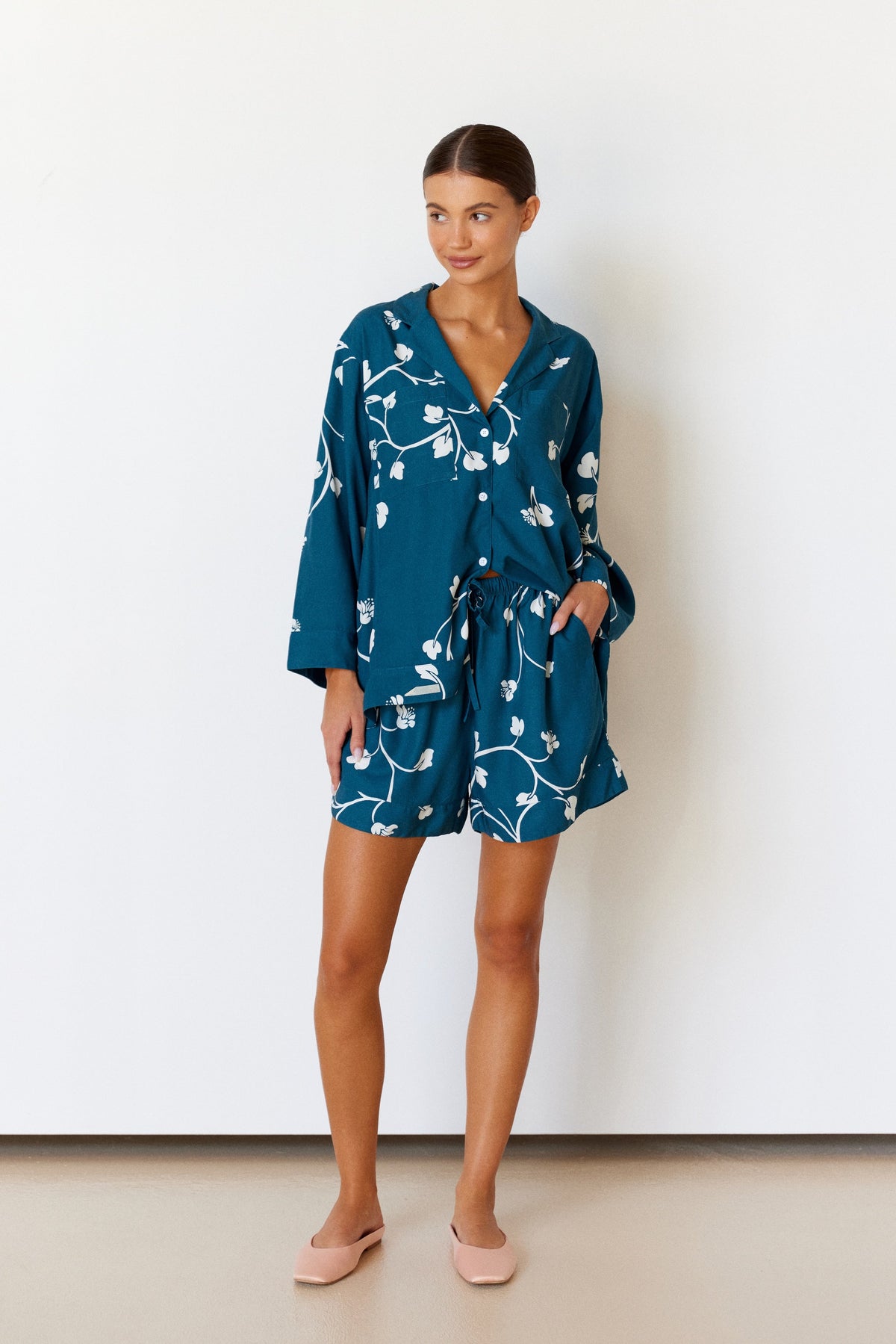 Rayon Short Pajama Set — Sweet Pea — additional view