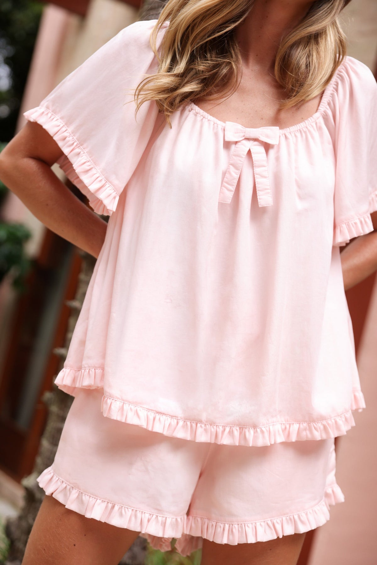Lyocell Short Pajama Set — Ballet Pink — front view