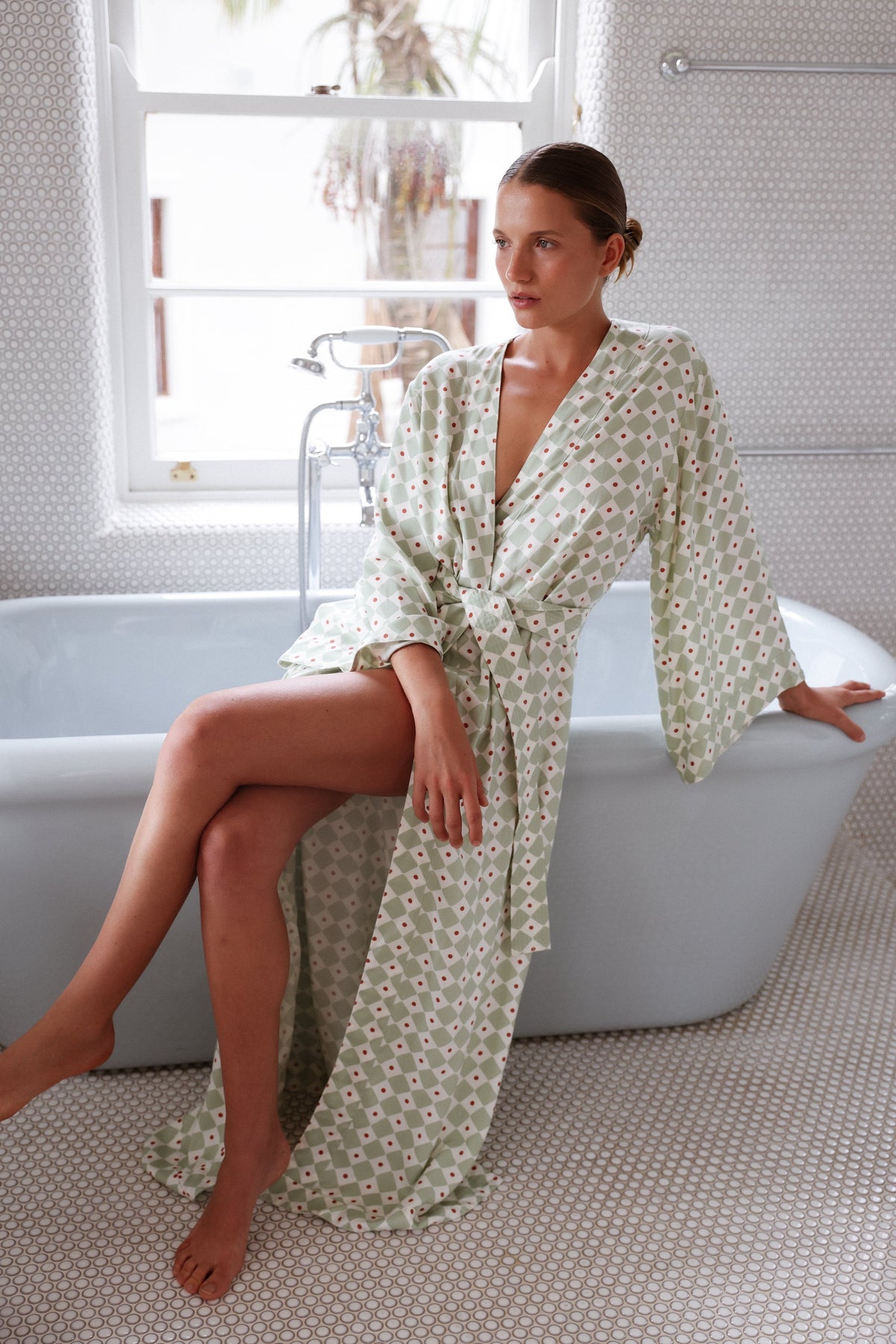 Rayon Tie Robe — Diamond — additional view
