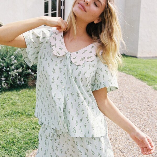 Cotton Short Pajama Set — Wild Daisy — front view