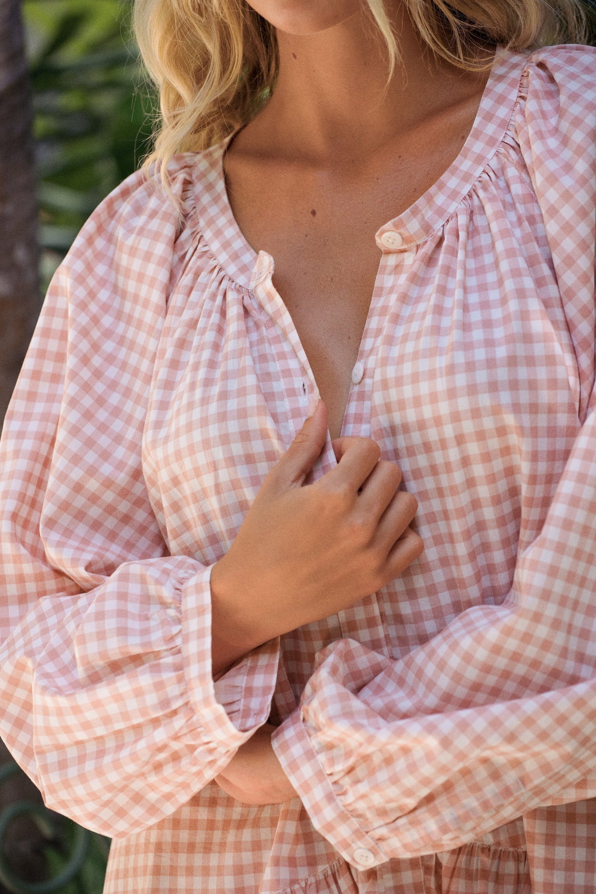 Cotton Modal Ruffle Long Sleeve Pajama Set — Petal Pink — additional view